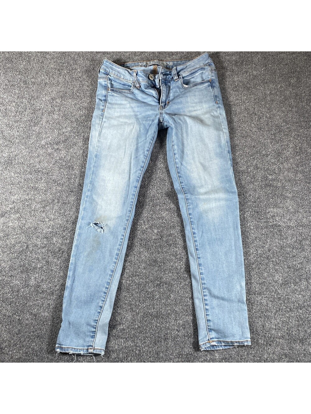 American Eagle Women’s Slim Jegging Blue Solid Medium Wash Denim Jeans Sz 4 Ag